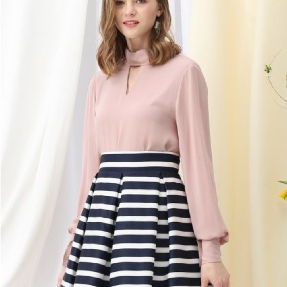 Chicwish Black & White Striped Circle Skirt - Picture 5 of 11